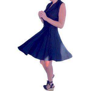 💯% CAPRI NAVY DRESS • FULL SKIRT • 💯% LINEN • Sz S